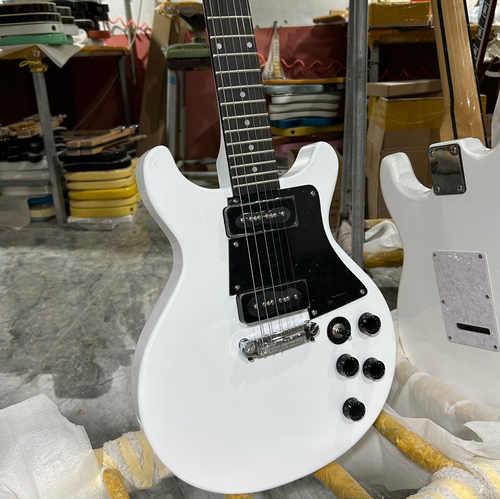 Electric Guitar Double Cut Figured Rosewood Fretboard Wrap Around Tailpiece - Picture 5 of 7