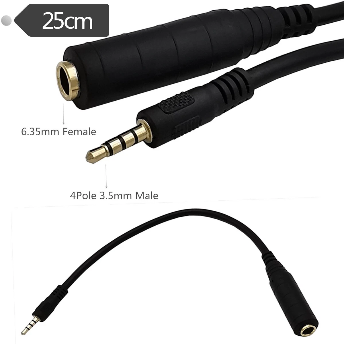 Aywa - Audio adapter, 6.35mm Stereo male Jack to Jack 3.5mm stereo