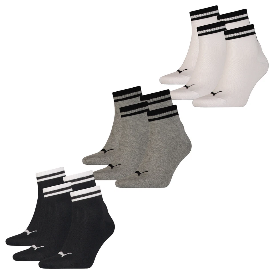 Puma Unisex Herren Damen Quarter HERITAG 35-38 39-42 43-46 Schwarz 8er Multipack