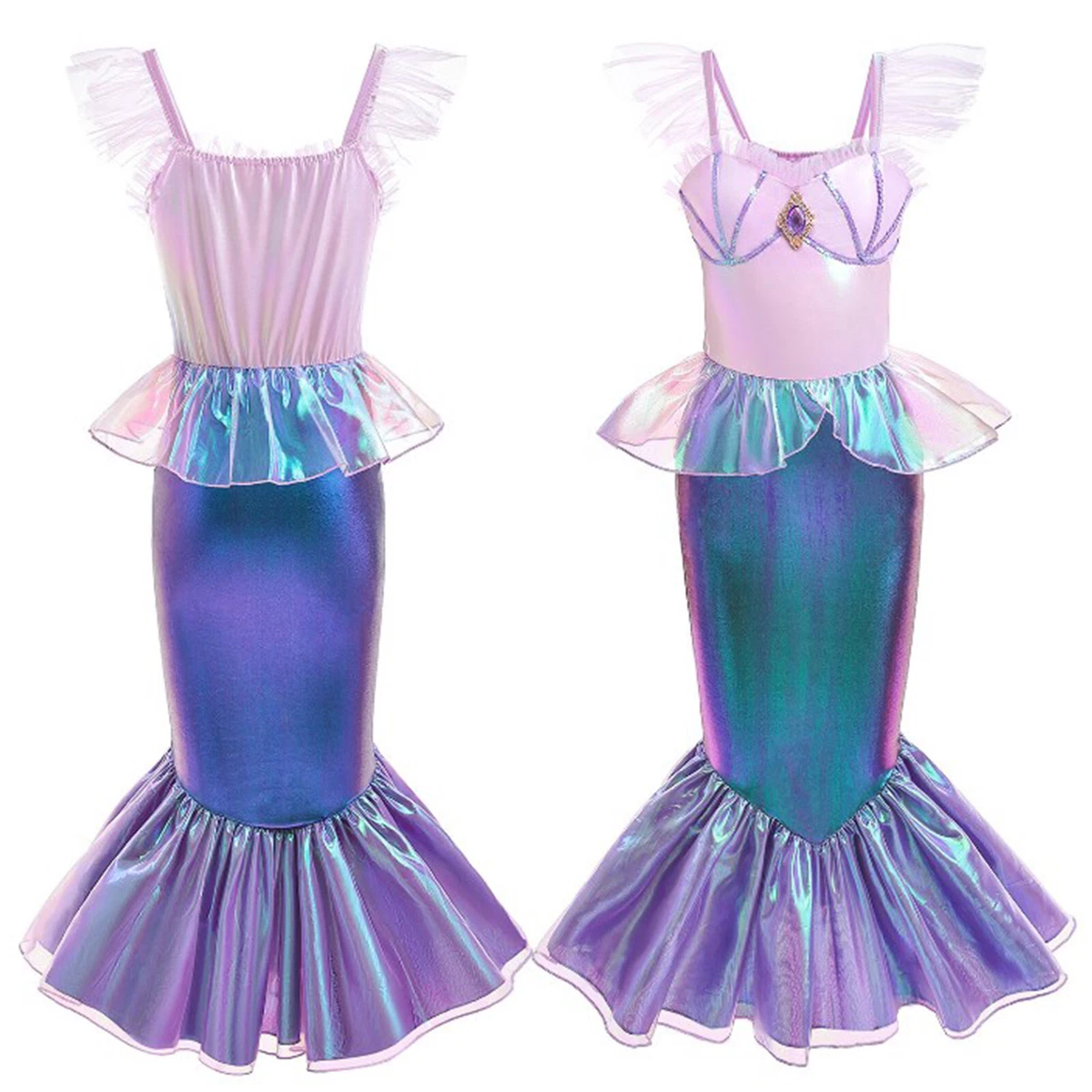 Fille Robe De Princesse Mermaid Enfant Robe Deguisemnet Sirène Costume Robe