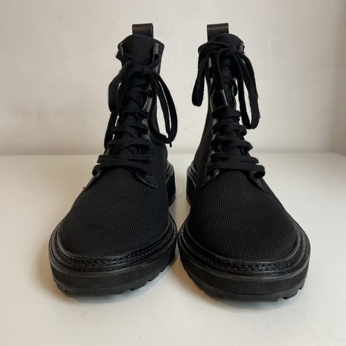 Loeffler Randall Brady Black Combat Boots Flat Stretch Knit Leather Ankle UK 5.5 - Picture 9 of 24