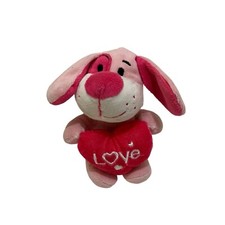 Dan Dee Pink Heart Love Plush Dog 6" Sitting Puppy Stuffed Animal Toy 2011
