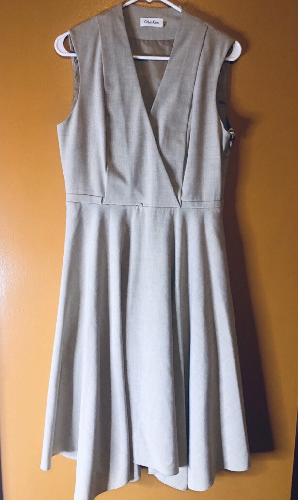 Calvin Klein Sleeveless Asymmetric A-Line/ Fit and Flare Midi Dress. 8