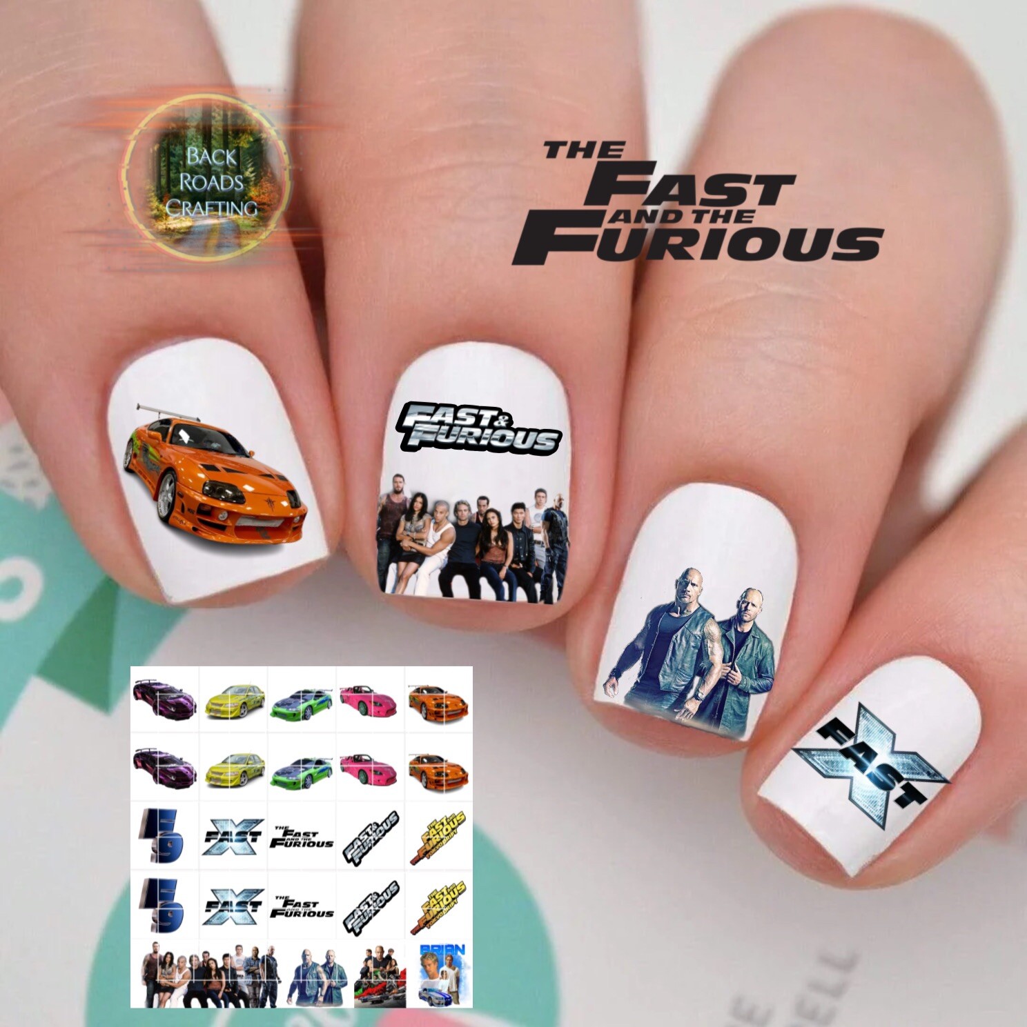 Fast & Furious Waterslide Nail Art Decals Set Of 50 Instructions & Bonus