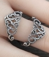 Carolyn Pollack Relios Sterling Silver Filigree Guard Ring Size 8 FZZ