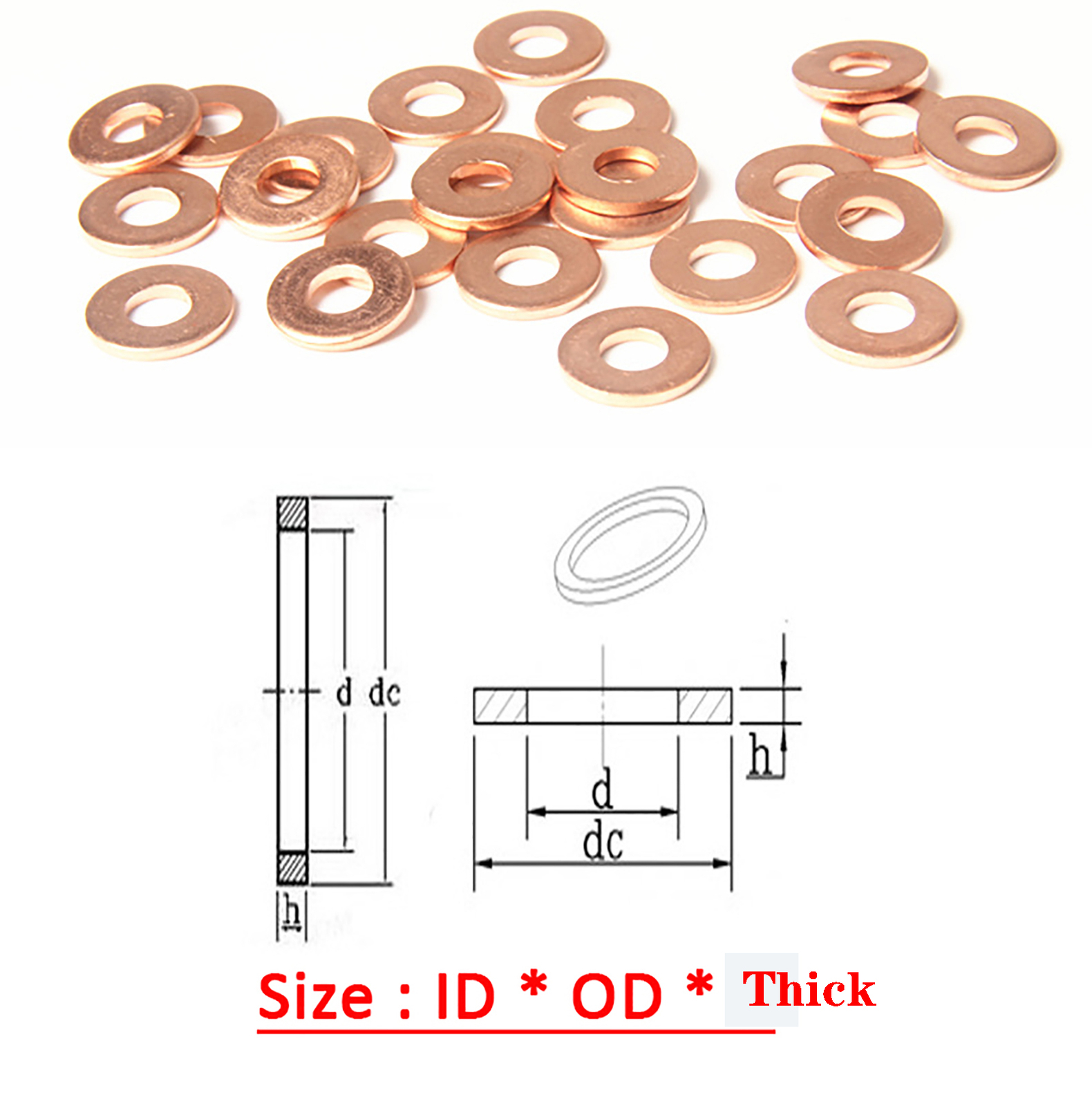 M6M27 Flat Washer Copper washers Gasket Seal Ring Brass sealing Thick