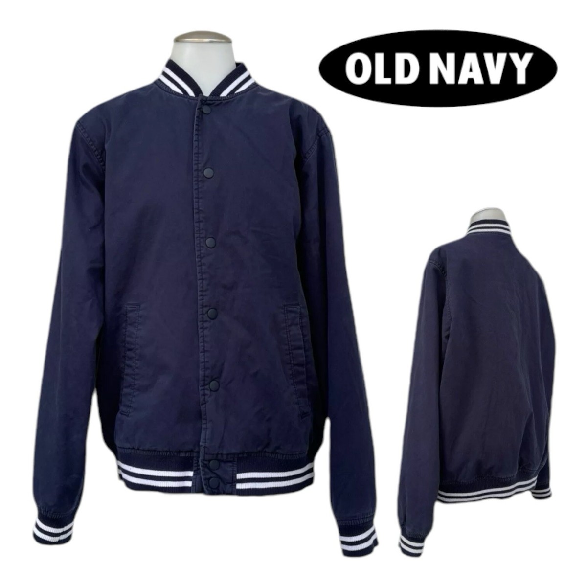 OLD NAVY Mens M Cotton Bomber Jacket Lightweight Varsity Coat Classic  Academia