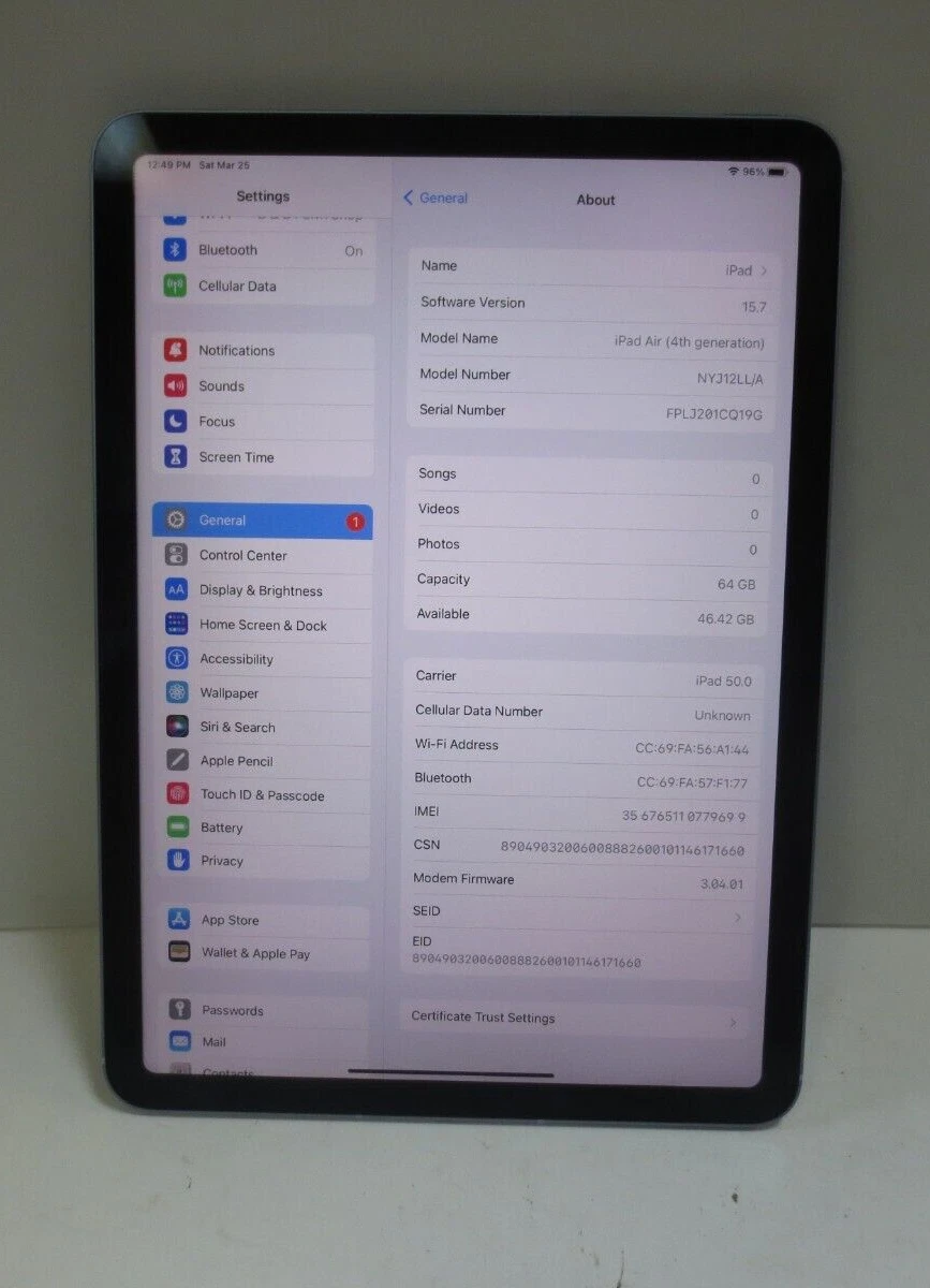 Apple iPad Air 4th Gen 64GB Wi-Fi + 4G LTE 10.9