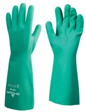 (12) SHOWA 727-10 LARGE Chemical Resistant Unlined Nitrile Glove (12 Pairs) Sz9