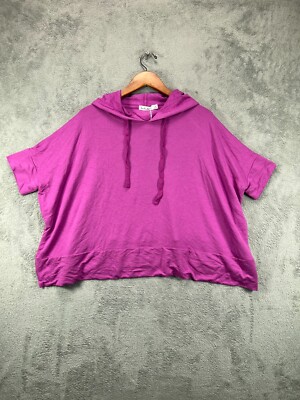 NWT Another Love Oversized Hoodie Womens Medium Cropped Pink Short Sleeve Sierra