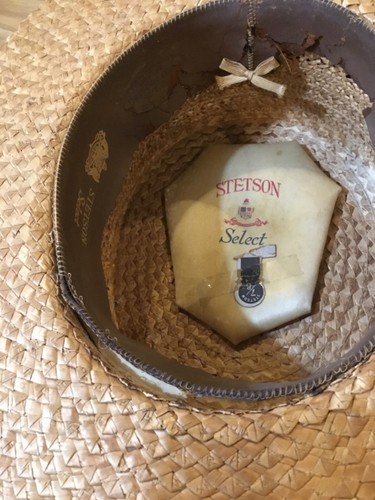Vintage STETSON SELECT Men's Boater Straw Hat Sz 7/8 1920s Restoration Needed - Picture 7 of 10