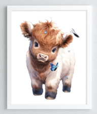 Cow Wall Art Print, Cute Highland Cow Art Print Farmhouse Decor, Home Decor 65