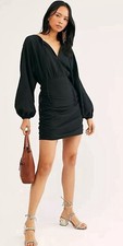 Free People Dress Womens XS Black Noir The Only One Mini Keyhole Top Open Back