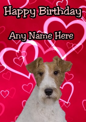 Foxterrier Hund A5 personalisierte Karte Herzen Geburtstag Jubiläum etc MM8