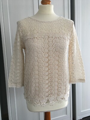 Häkel - Pullover - Bluse - Shirt   Massimo Dutti   Gr. S 36 - 38 beige