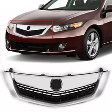 For Acura TSX Sedan 2009 2010 Chrome Front Bumper Upper Grille Mesh Style Grill
