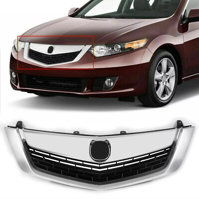 For Acura TSX Sedan 2009 2010 Chrome Front Bumper Upper Grille Mesh Style Grill