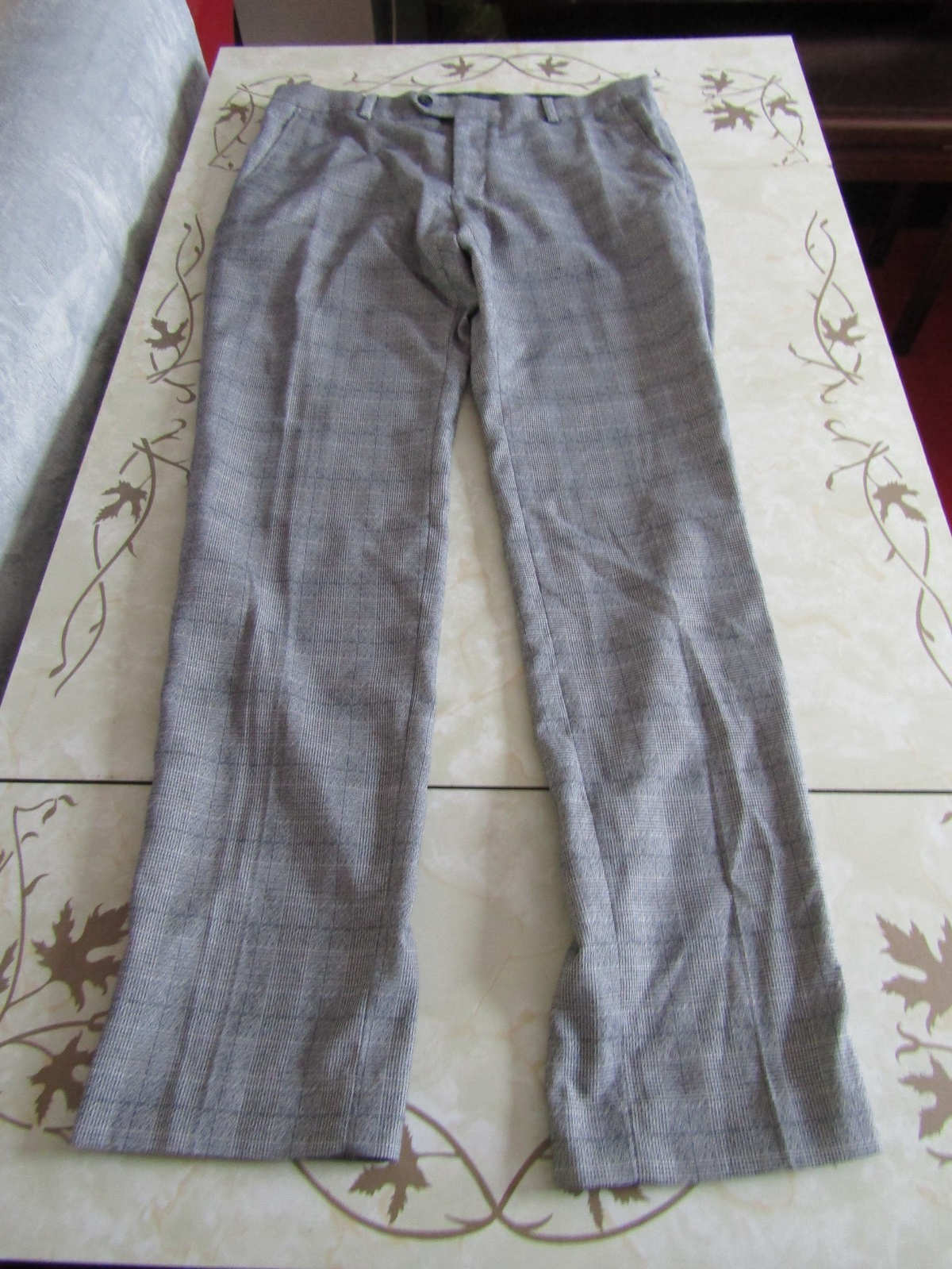 Men's Next Grey Check Tailored Trousers UK Size 32 Waist 31 Leg