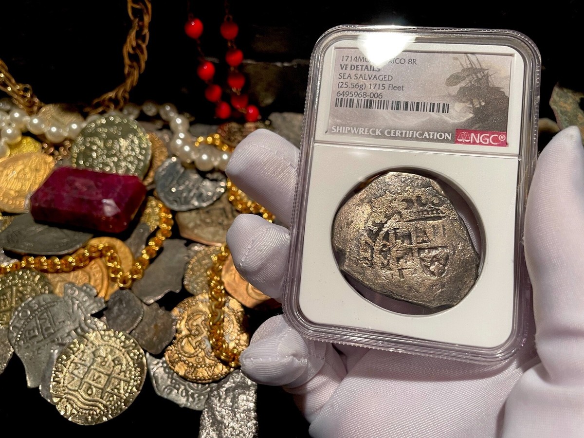 DATED 1714 MEXICO 1715 FLEET SHIPWRECK NGC VF PIRATE SILVER COINS