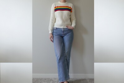 Noa & Noa Rainbow Cream Knit Cozy Crew Neck Sweater One Size