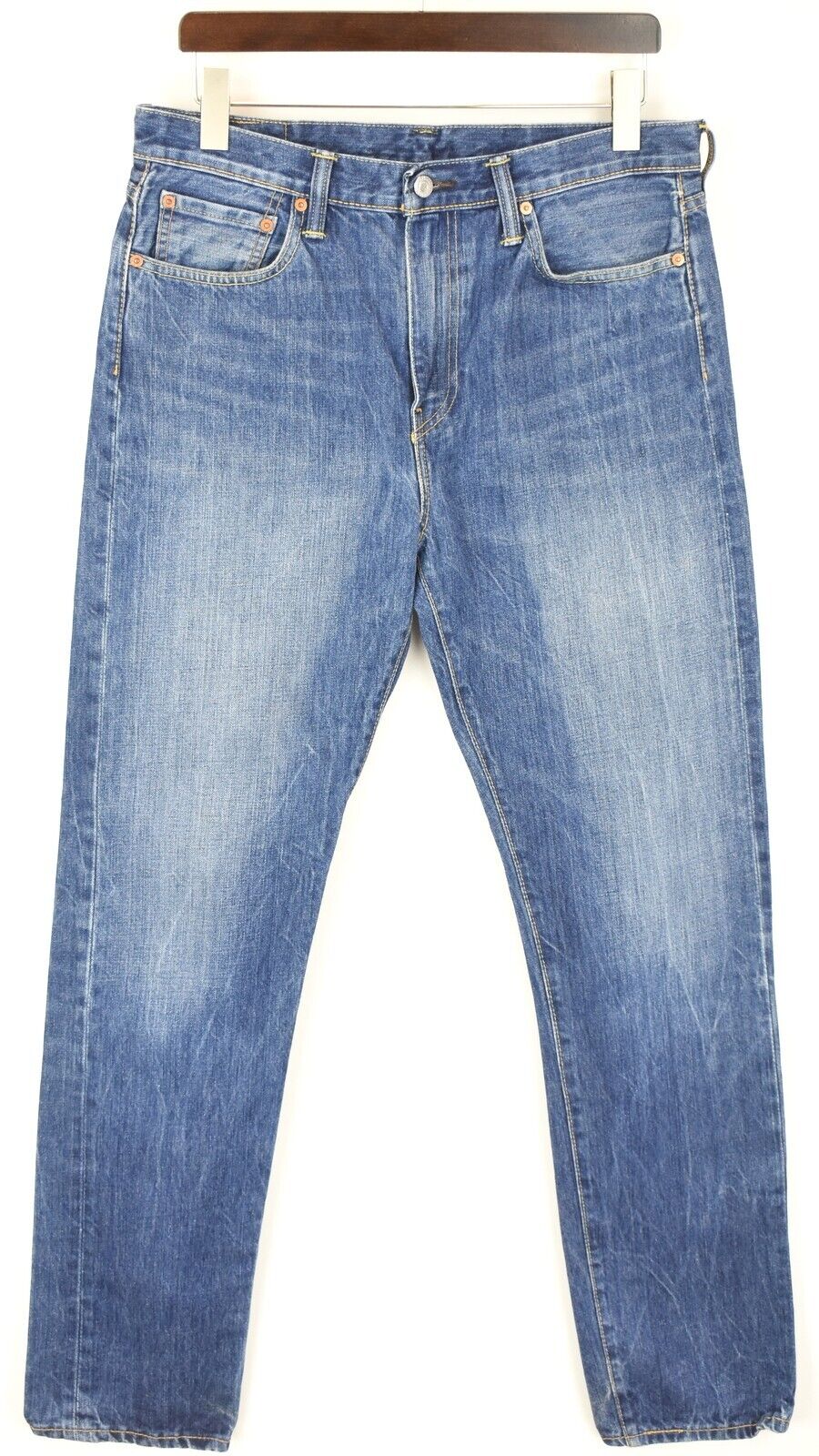 LEVI's 522 Jeans Men's W33/L34 Slim Fit Zip Fly Faded Logo Blue | eBay