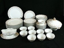 Stunning William WM Guerin & Co. Limoges Dinner Set For 10 Floral Swag & Ribbons