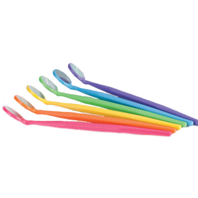 ZIRC Crystal HD Mouth Mirror - #5 with Thin Grip, Assorted Neon Colors 12/Pk 40%