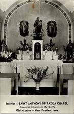 Vintage RPPC Postcard Altar Saint Anthony of Padua Chapel Mission Festina IA 