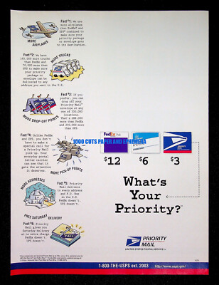 USPS Priority Mail United States Postal Service 1996 Print Magazine Ad Poster