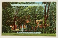 PA Postcard Central Park & Civil War Monument - Honesdale, PA vtg Linen E6
