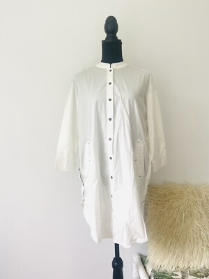 NU Denmark Size S Button Up Shirt / Blouse White Colour 3/4 Sleeves Pockets BNWT
