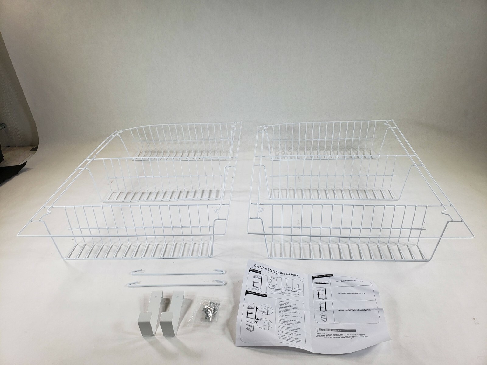 White Over Door Kitchen Storage Basket Rack 5 Foot 6 Shelves Pantry