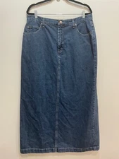 Vintage 90s French Dressing Denim Midi Skirt 16 Modest Trad Wife Cottagecore