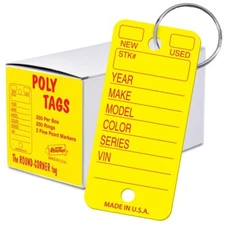Poly Key Tags Plastic Key Tags Tear Proof Design Automotive Key Tags Yellow P...