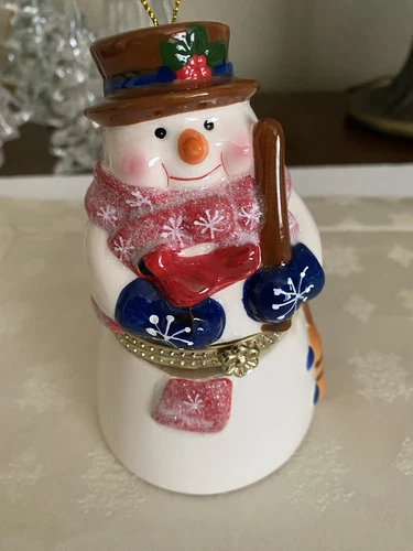 Mr Christmas Christmas Snowman trinket Music Box Ceramic Ornament