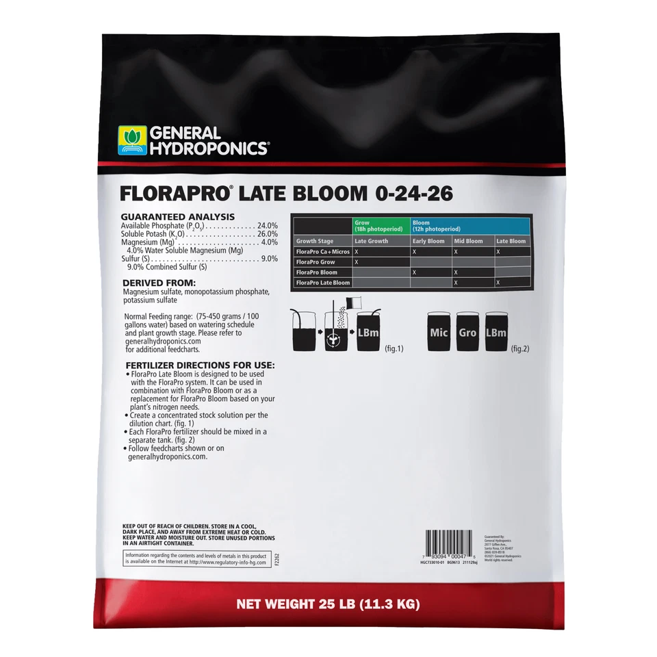 Acabador de flores General Hydroponics FloraPro Late Bloom 25 lb (1 CADA UNO) Foto 2 de 2