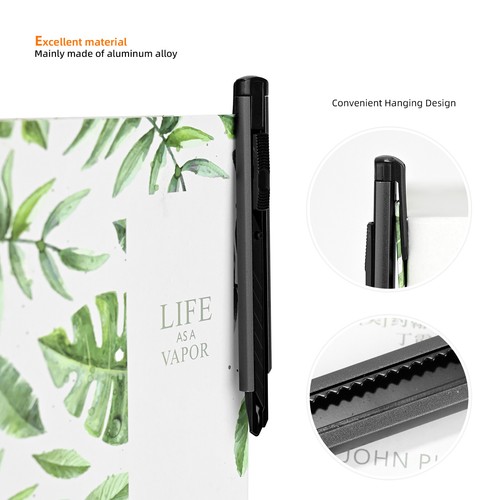 20 PCS 9MM Black Carbon Steel Blade & 2 PCS Utility Knife for Wrap Paper Cutting - Foto 6 di 8