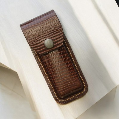 Folding Knife Sheath for 4.5in - 5.25in Pocket Knives Brown Lizard Print Pattern