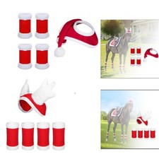 Horse Christmas Hat 4Pcs Horse Leg Wraps Headpiece Fly Leg Boots Horse Santa Hat
