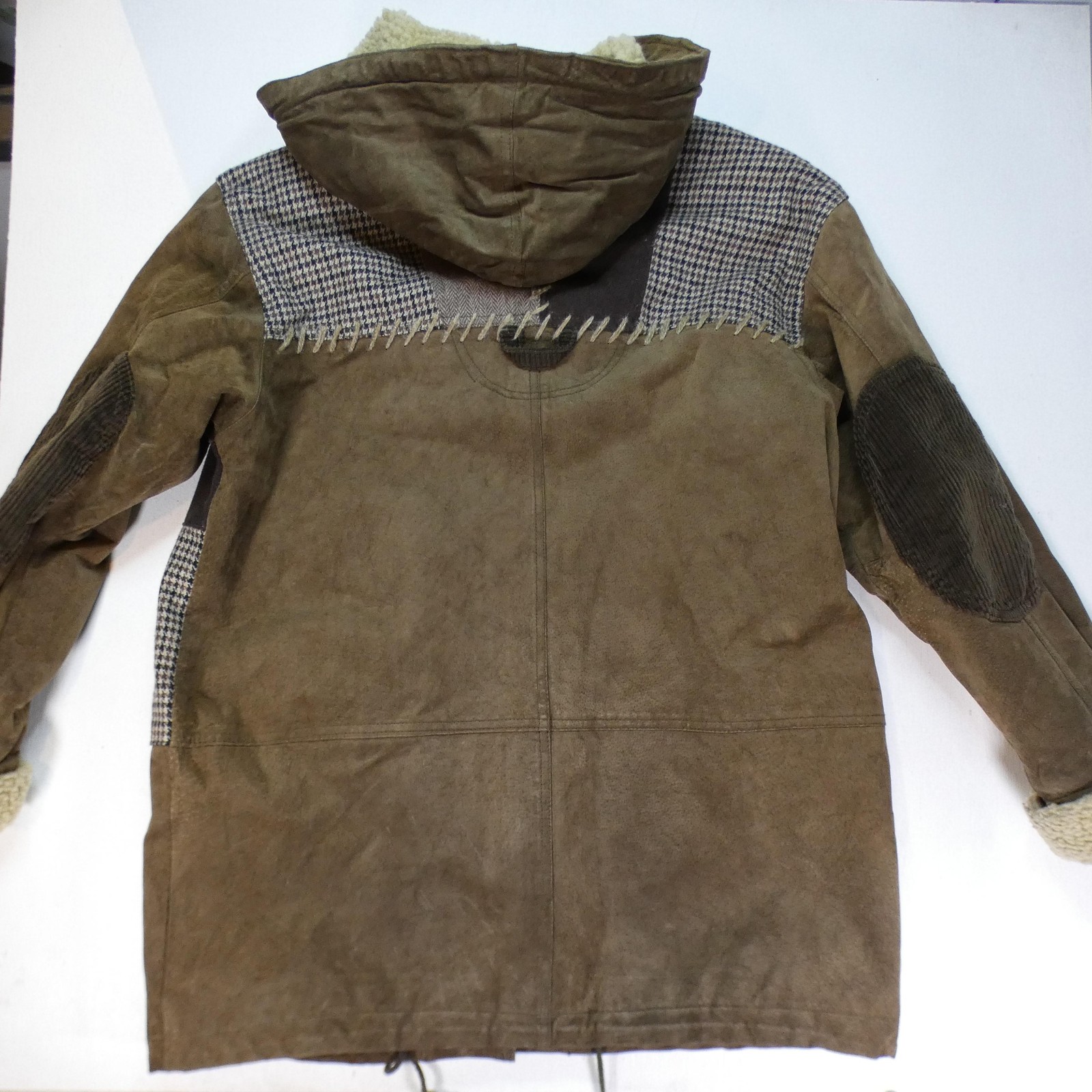 Vintage Patchwork Suede Leather Wool Jacket Women… - image 3