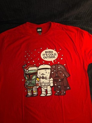 Star Wars Men s XL Shirt  Boba It s Cold Outside  Christmas Red Disney