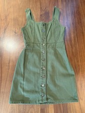 URBAN OUTFITTERS JUNIORS BUTTON FRONT MINI DRESS GREEN SIZE 0 EUC
