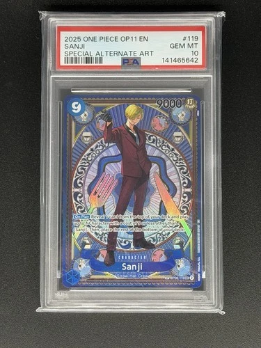 2025 ONE PIECE OP06-119 OP11 A FIST OF DIVINE SPEED SANJI SPECIAL ALT ART PSA 10