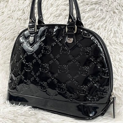 Loungefly x Hello Kitty Black Patent Enamel Mini Boston Bag USA Exclusive