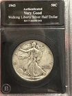 1943 Walking Liberty Silver Half Dollar Authenticated VG Bradford Exchange