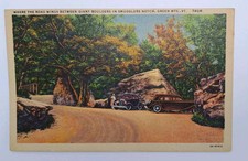 Postcard Where The Road Winds Between Giant Boulders in Smugglers Notch Vermont