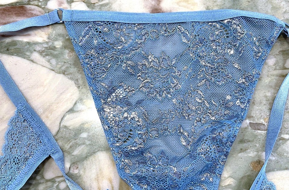 NEW Victoria Secret Very Sexy Lace Cutout String Bikini - Silky Blue ...