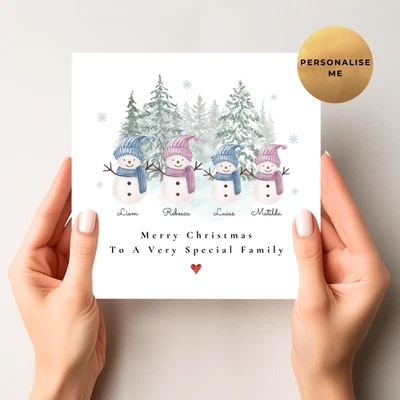 Personalised Family Christmas Card, Unique Xmas Card For Friends & Family