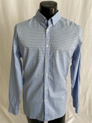 Lacoste Slim Fit Stretch Shirt Men s 17.5/FR 44 Plaid Long Sleeve Button Down