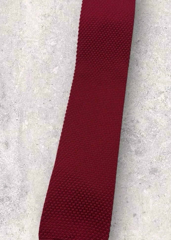 BURMA BIBAS Polyester Solid Knit Tie Solid Red W:… - image 6